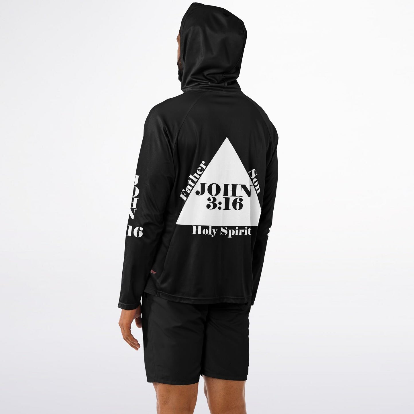 God Loves You - Men's Long Sleeve Performance Hoodie (BLACK)