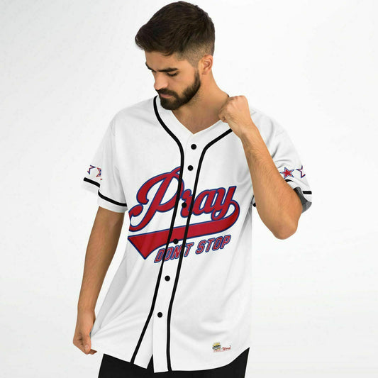 PRAY - DON'T STOP, Unisex Baseball Jersey - Black Stripe