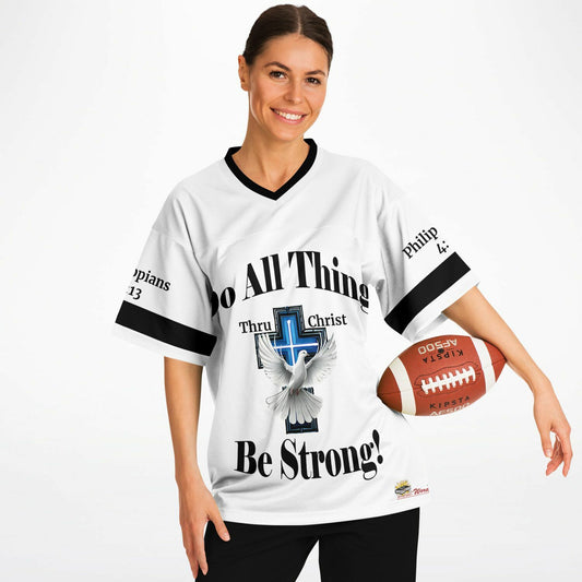 Do All Things - White w Blk Text UNISEX Football Jersey