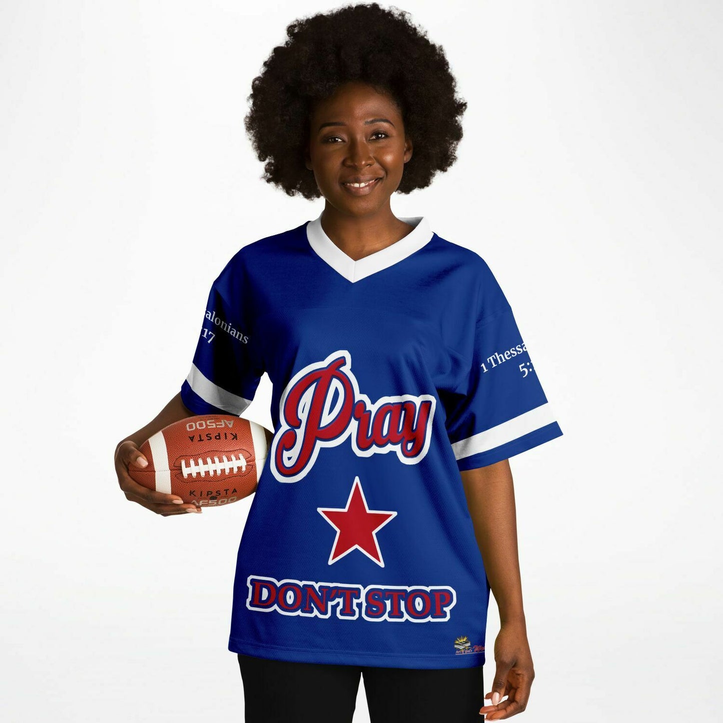 Pray Don't Stop - Blue UNISEX Football Jersey