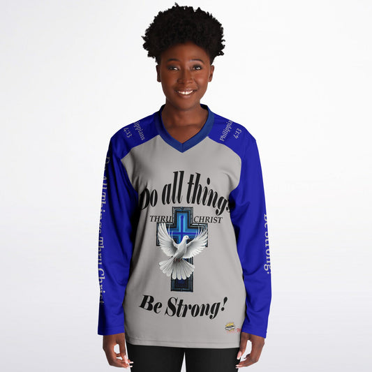 Do All Things - Grey & Blue UNISEX Ice Hockey Jersey