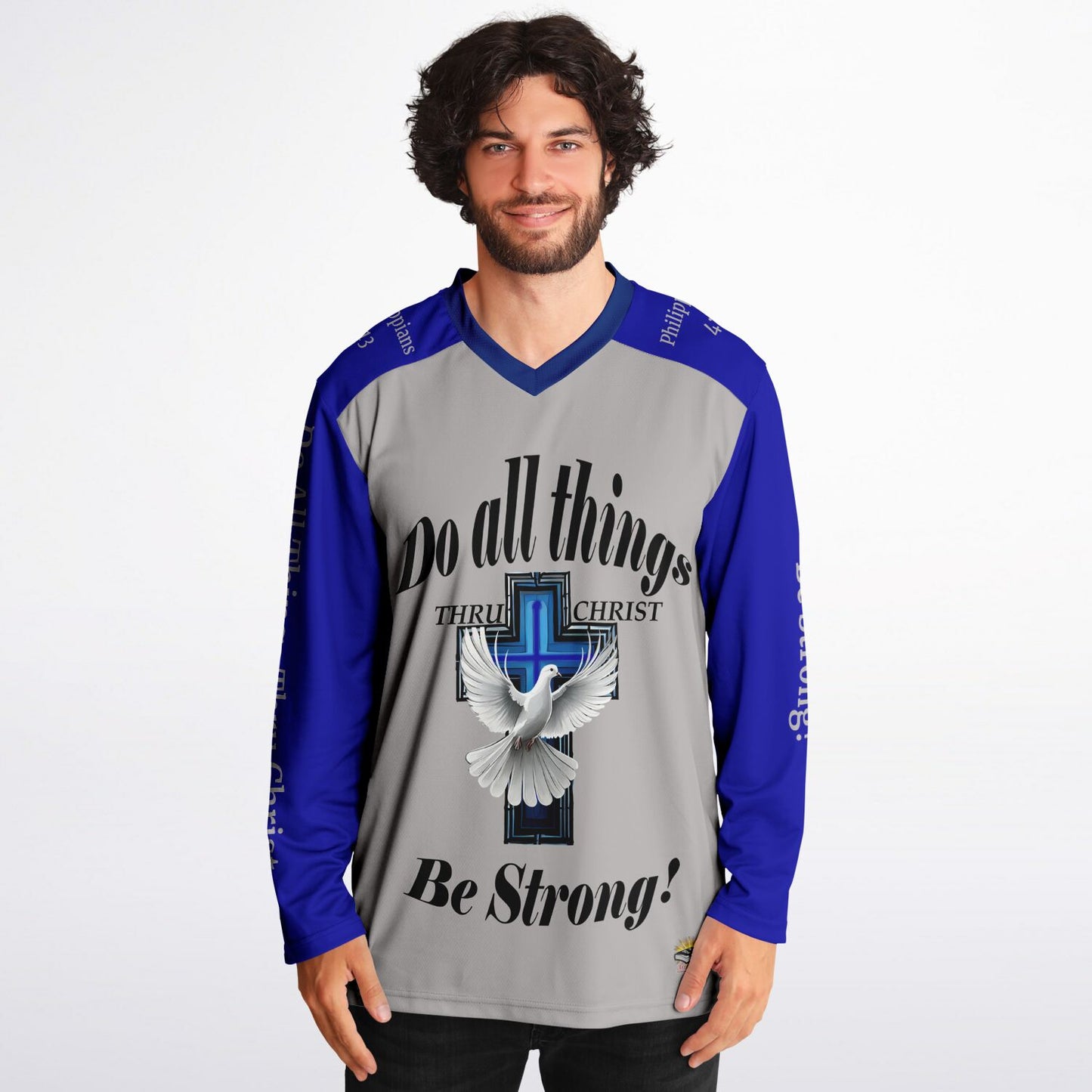 Do All Things - Grey & Blue UNISEX Ice Hockey Jersey