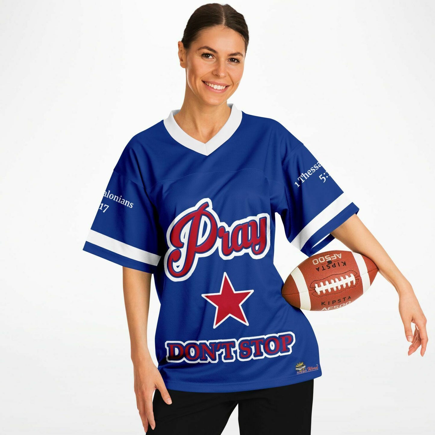 Pray Don't Stop - Blue UNISEX Football Jersey