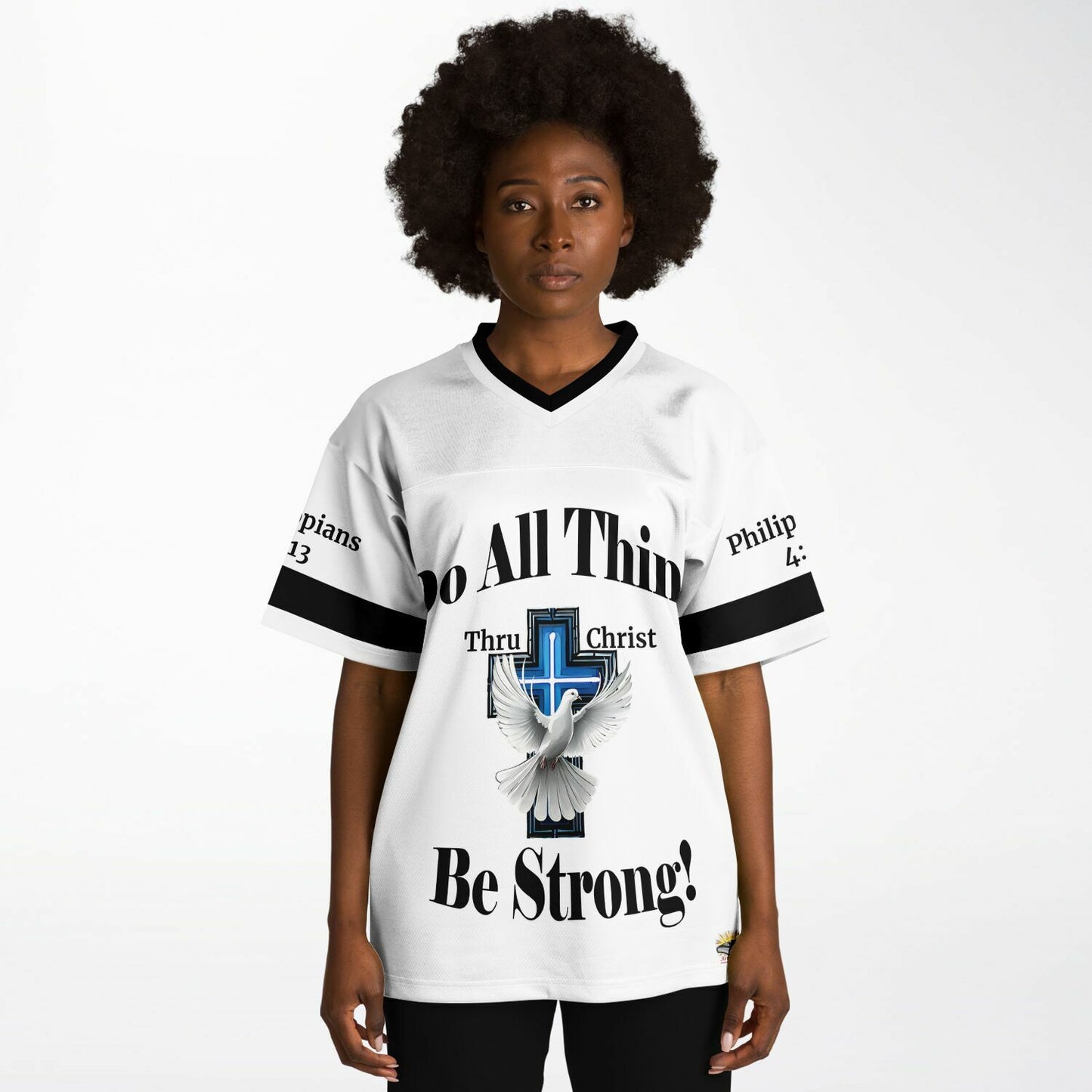 Do All Things - White w Blk Text UNISEX Football Jersey