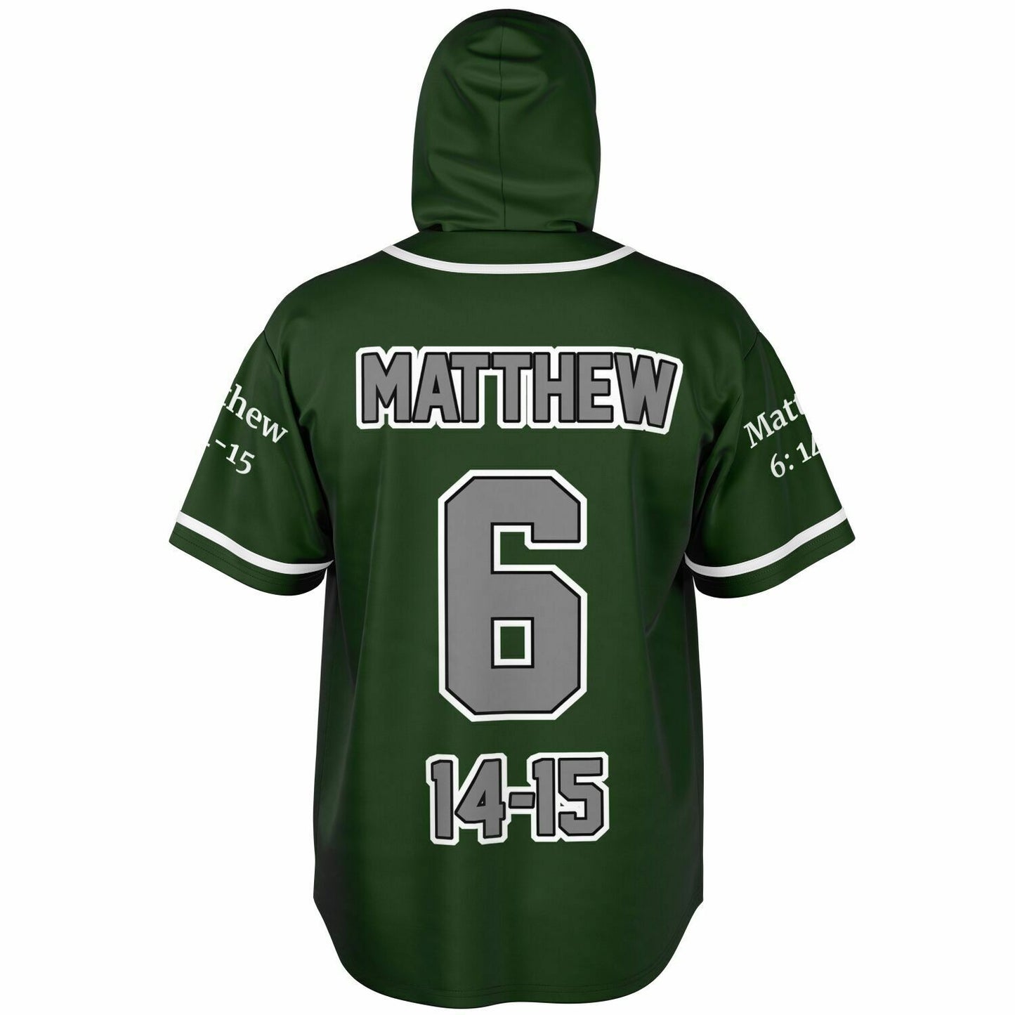 FORGIVE Forest Green - Unisex Hooded Baseball Jersey, White Stripes