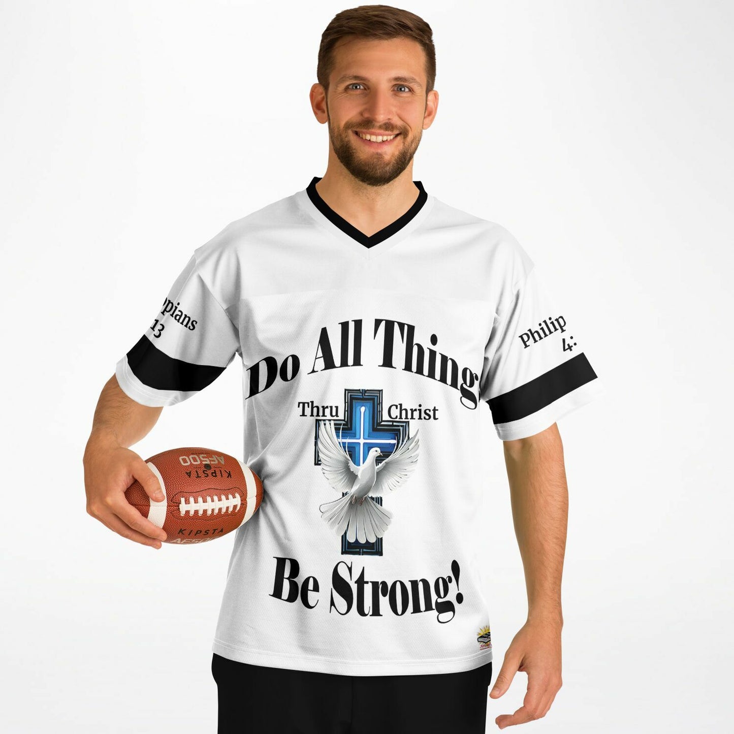 Do All Things - White w Blk Text UNISEX Football Jersey