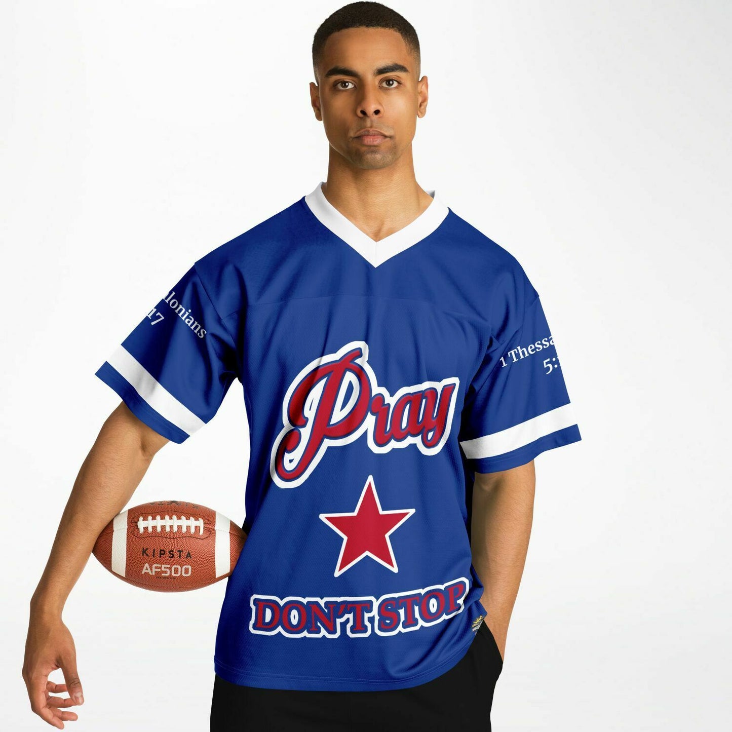 Pray Don't Stop - Blue UNISEX Football Jersey