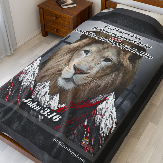 BLANKET 60x80 - God Loves You, Velveteen Plush Blanket