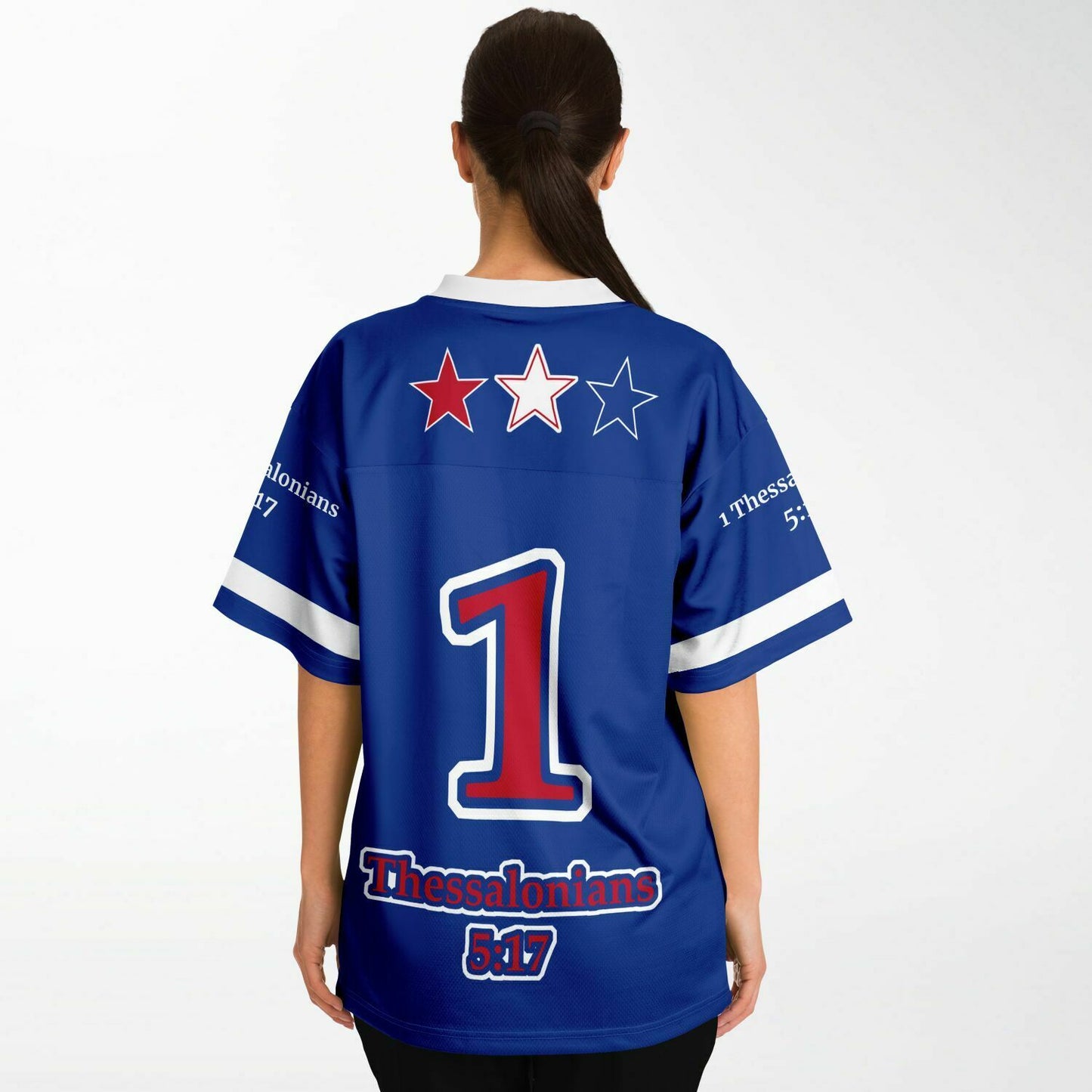 Pray Don't Stop - Blue UNISEX Football Jersey