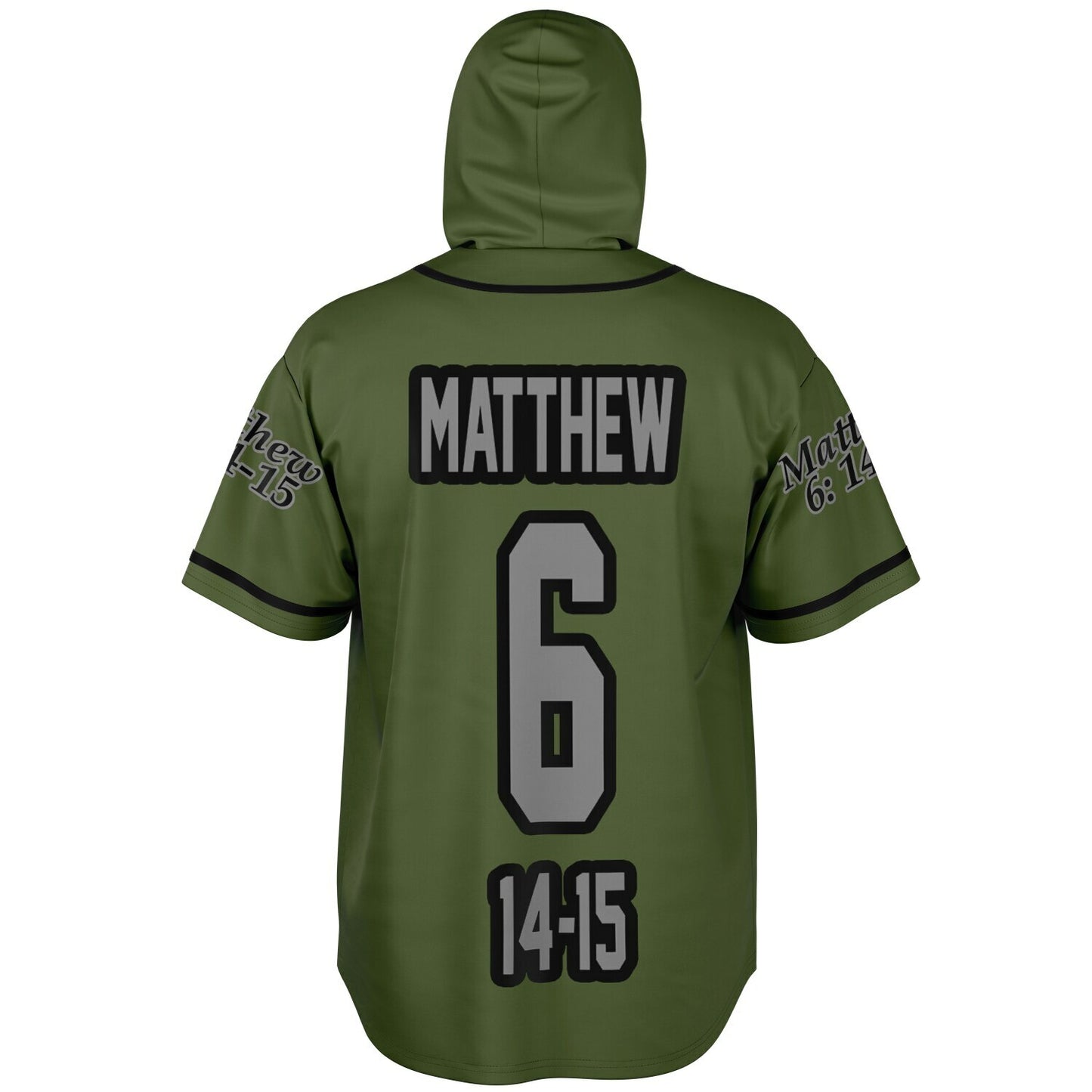 FORGIVE Army Green - Unisex Hooded Baseball Jersey, Black Stripes  copy