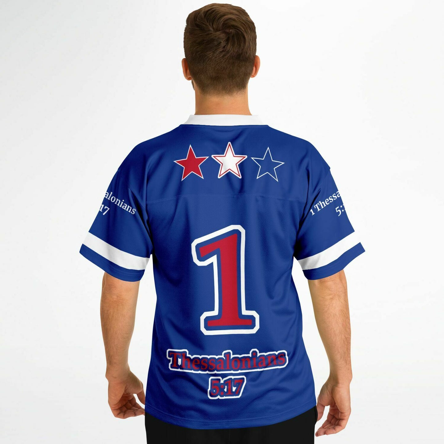 Pray Don't Stop - Blue UNISEX Football Jersey