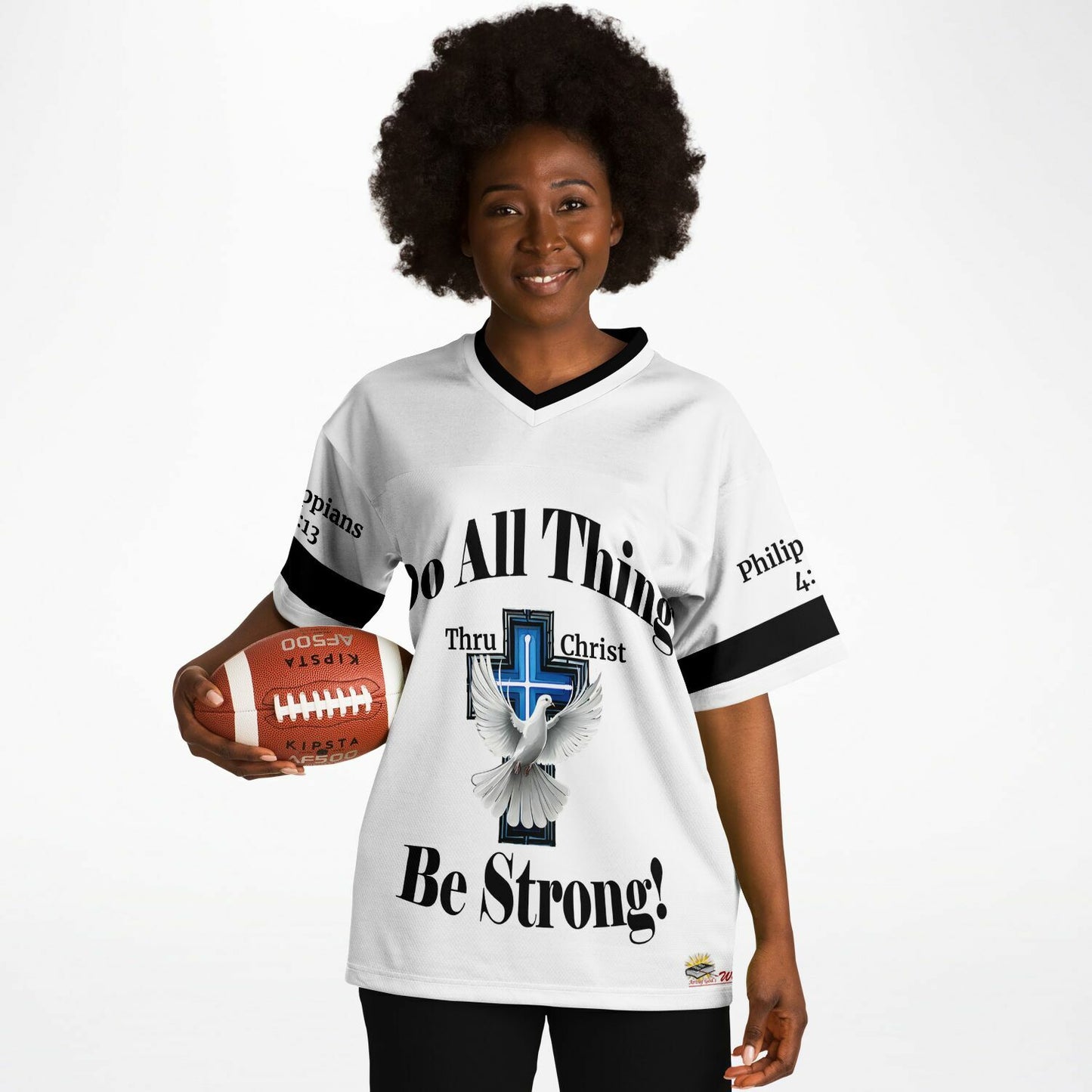Do All Things - White w Blk Text UNISEX Football Jersey