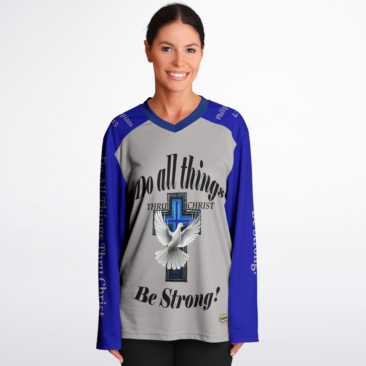 Do All Things - Grey & Blue UNISEX Ice Hockey Jersey