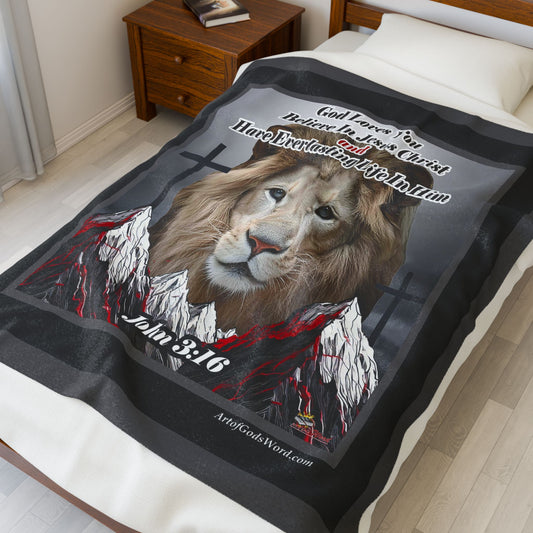 THROW 50x60 - God Loves You, Velveteen Plush Throw