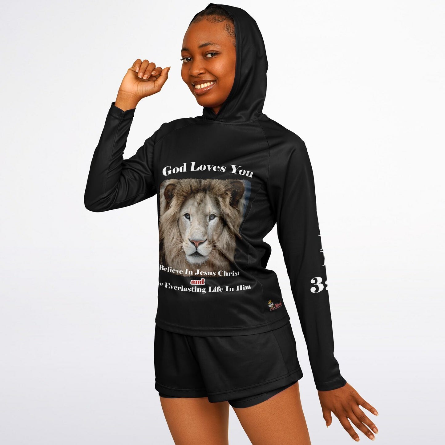 God Loves You - Women's Black Long Sleeve Performance Hoodie