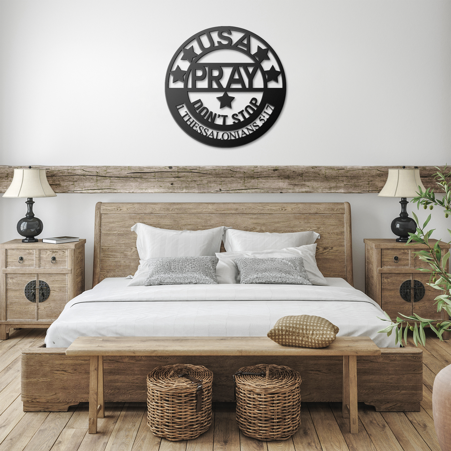 Pray_-_Dont_Stop_Metal_Sign_Black_Farmhouse_Bedroom_Mockup.png
