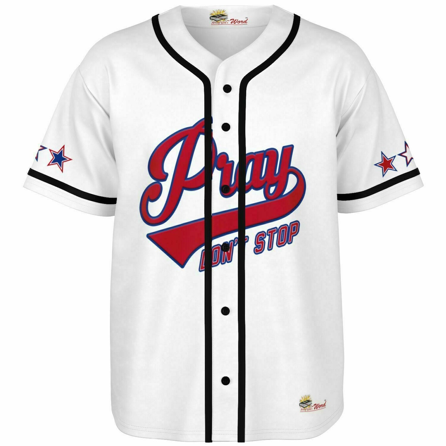 PRAY - DON'T STOP, Unisex Baseball Jersey - Black Stripe