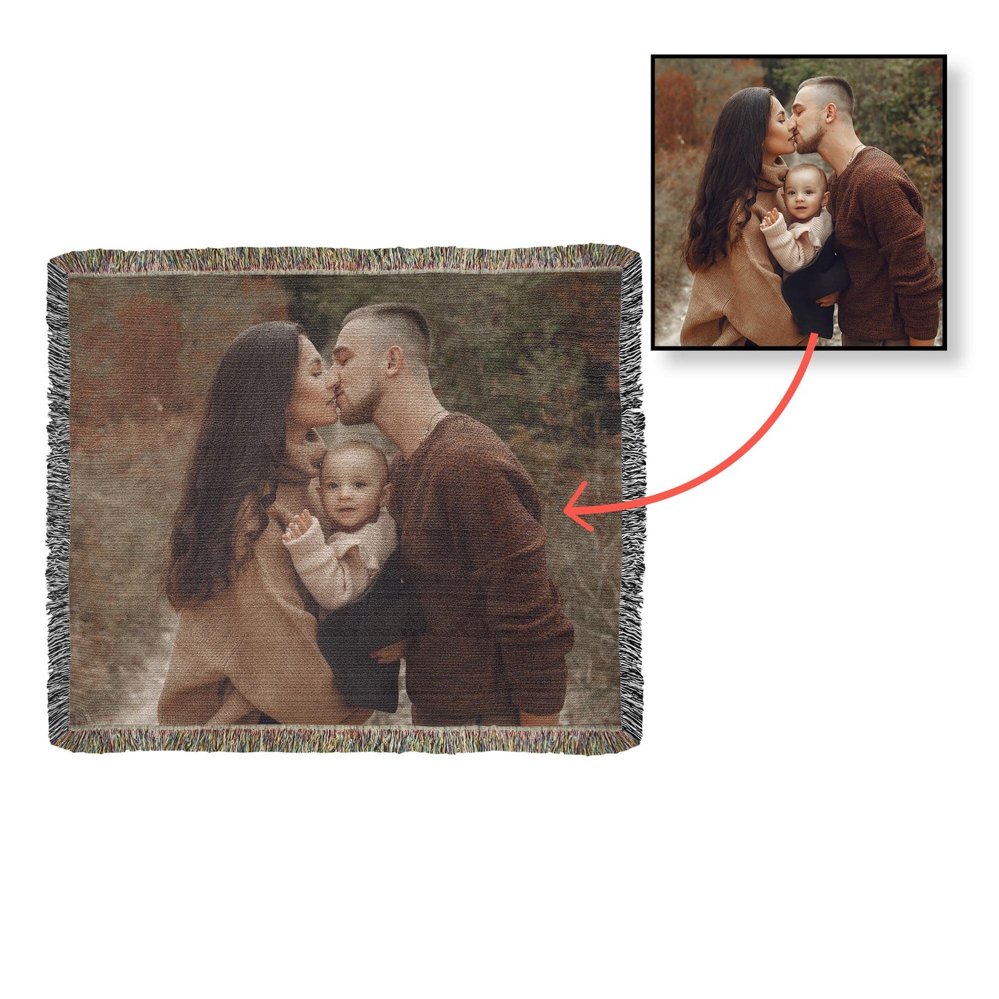 WOVEN TAPESTRY 52x37 - God Loves You, Woven Tapestry Red, Black, White Border