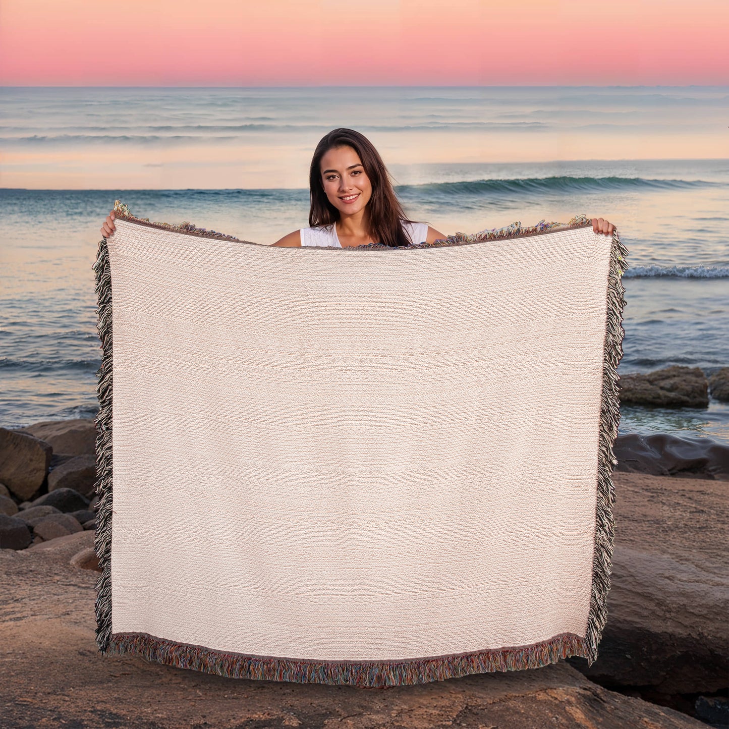 WOVEN TAPESTRY 52x37 - God Loves You, Woven Tapestry Red, Black, White Border