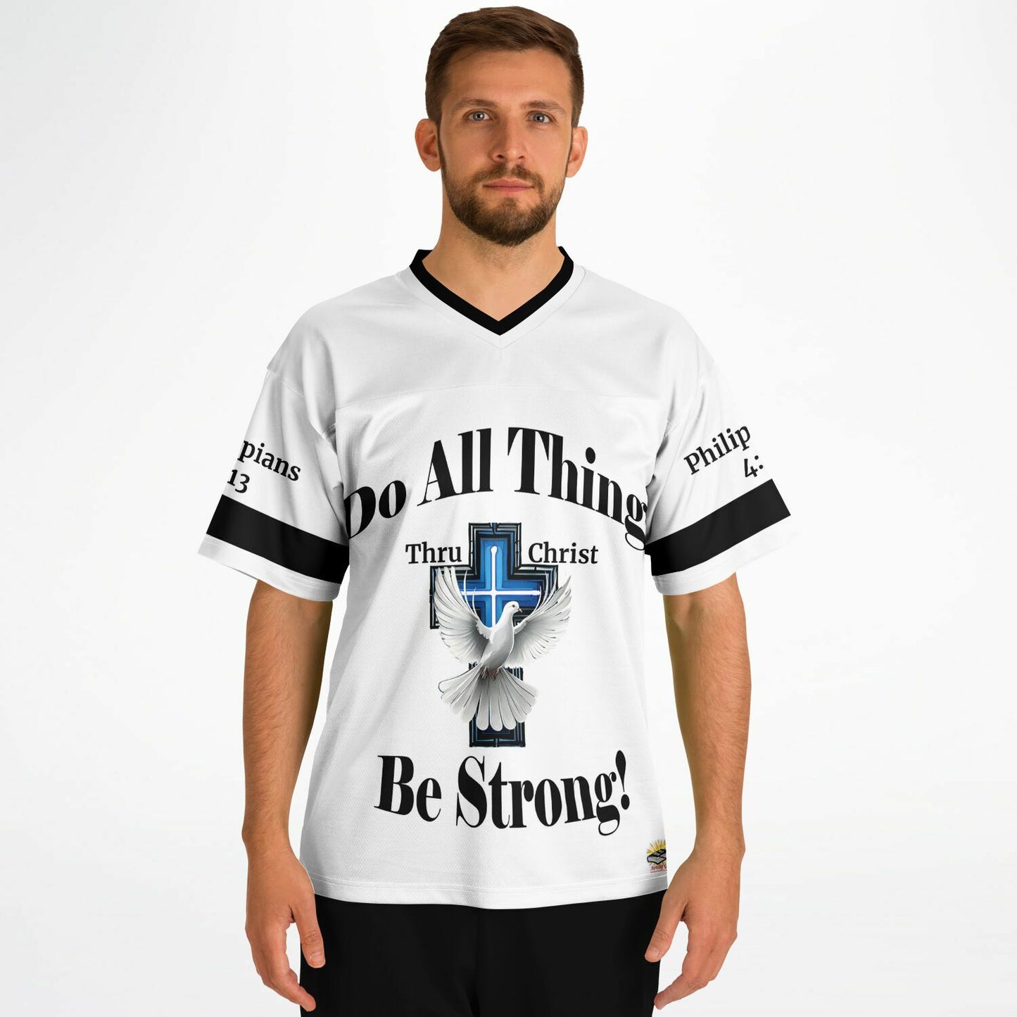 Do All Things - White w Blk Text UNISEX Football Jersey
