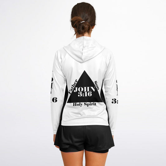 God Loves You - Women's Long Sleeve Performance Hoodie (WHITE)