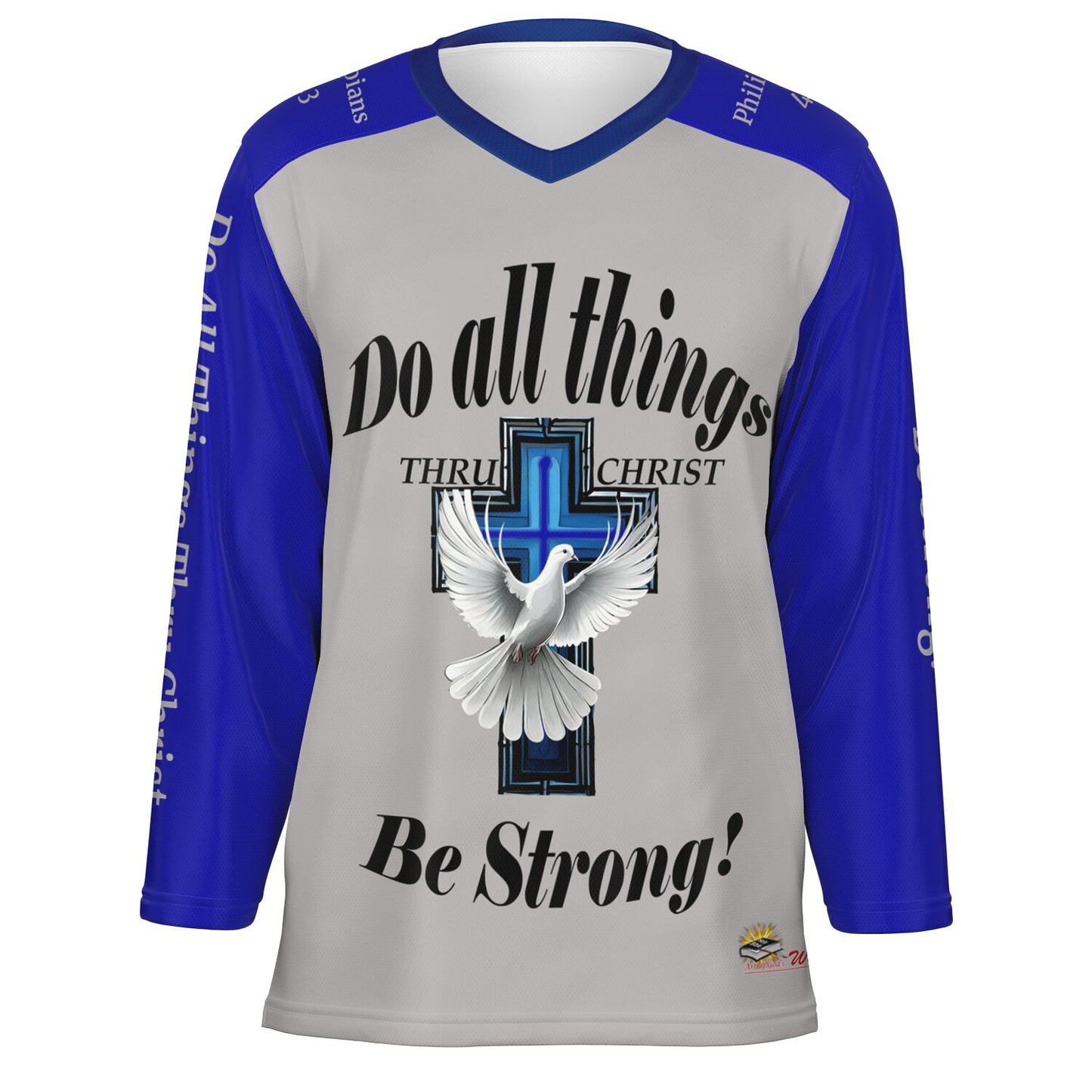 Do All Things - Grey & Blue UNISEX Ice Hockey Jersey