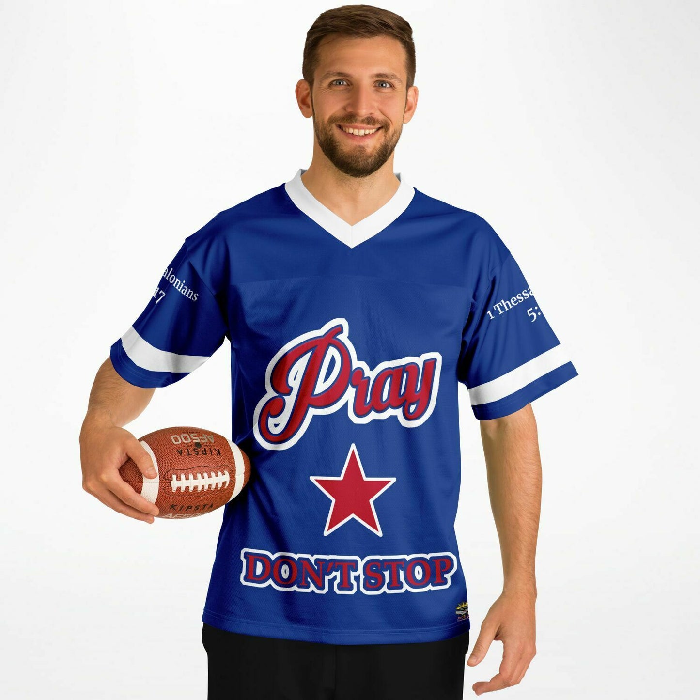 Pray Don't Stop - Blue UNISEX Football Jersey