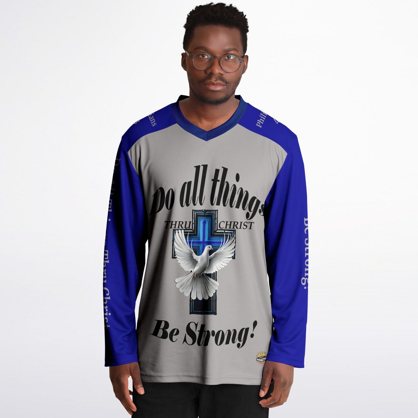 Do All Things - Grey & Blue UNISEX Ice Hockey Jersey