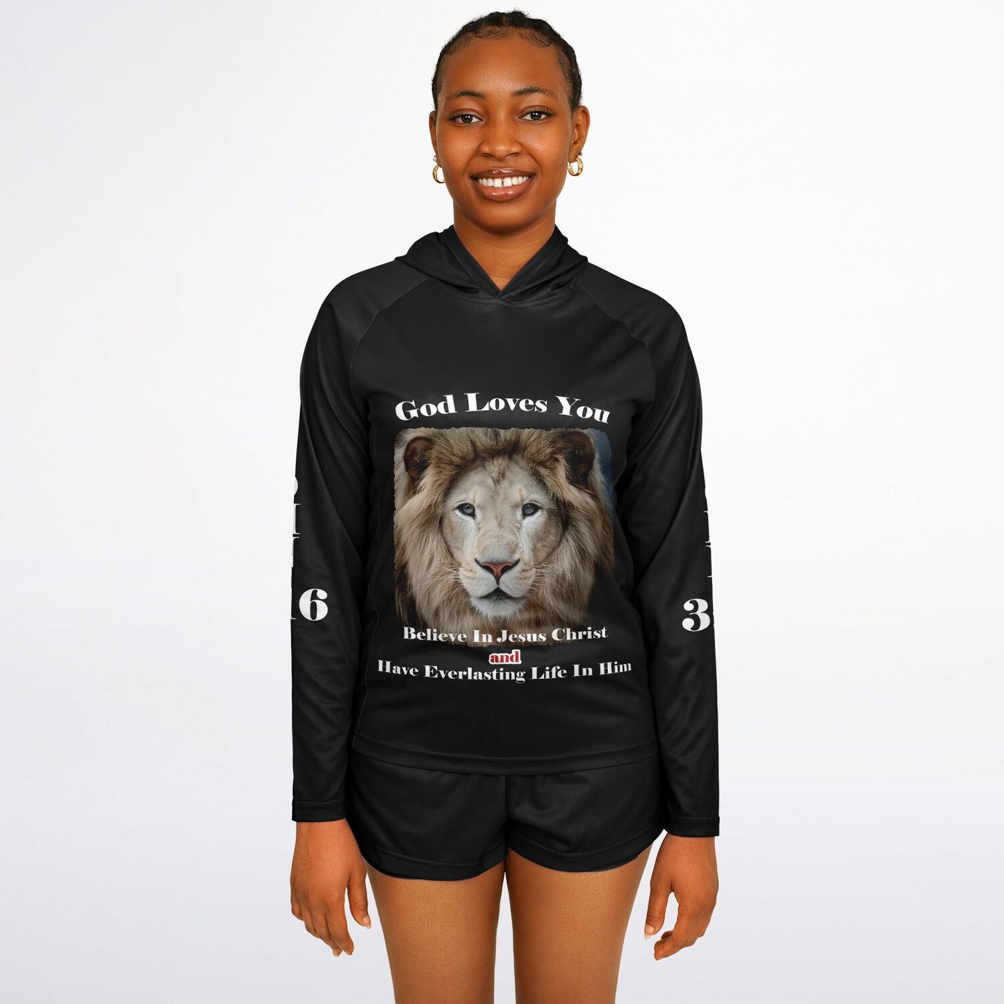 God Loves You - Women's Black Long Sleeve Performance Hoodie